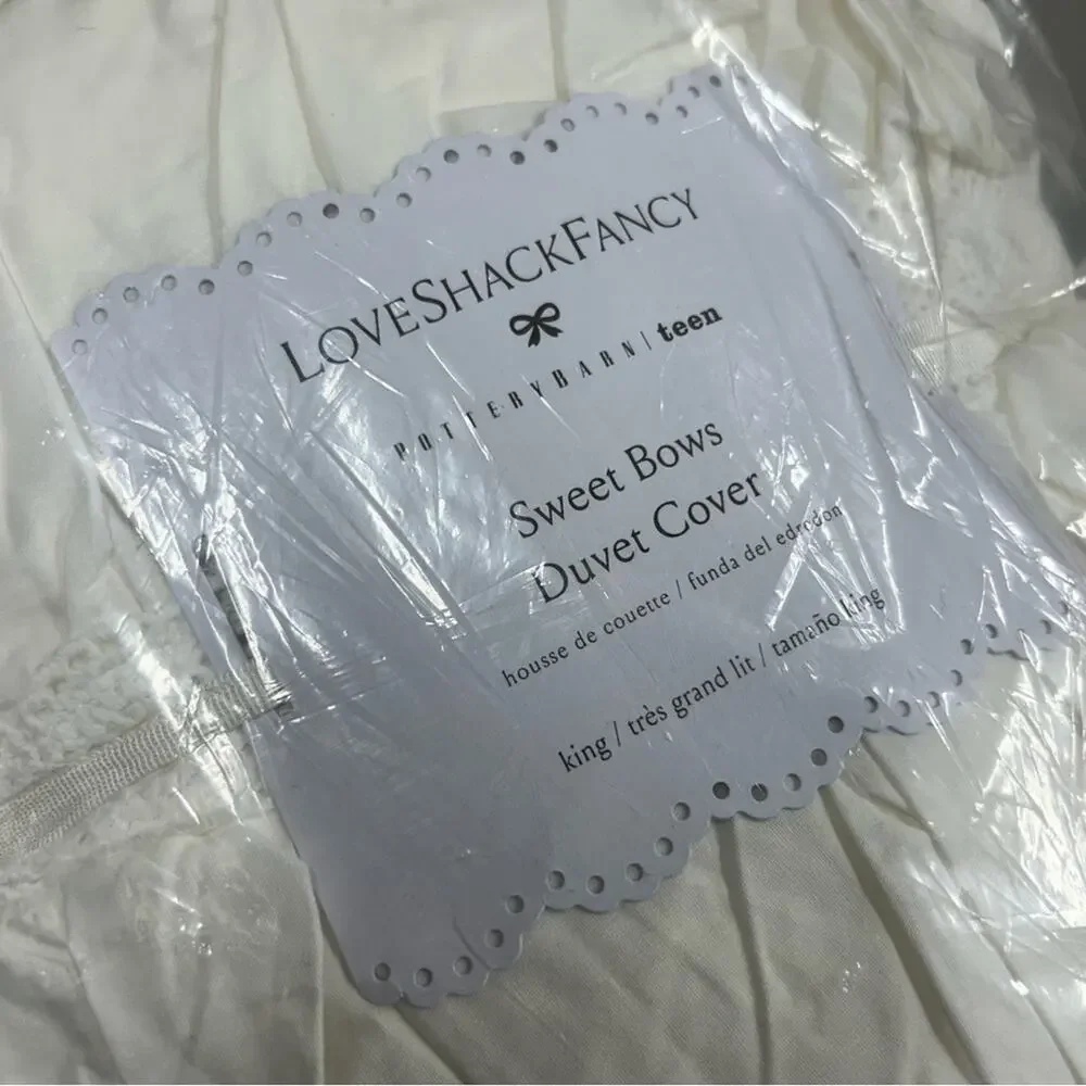 LoveShackFancy x Pottery Barn Sweet Bows Duvet Cover King Bedding Ivory Lace NWT